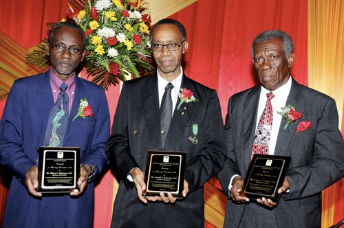 Winston Sill / Freelance Photographer
Retirees honoured at the Institute of Chartered Accountants of Jamaica (ICAJ) Annual Awards Dinner (from left) Hilton Blenman, Donald Reynolds and Kelvin Roberts.


, held at the Jamaica Pegasus Hotel, New Kingston on Thjursday night December 1, 2011