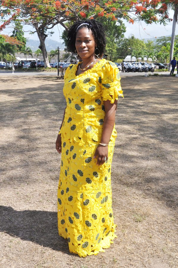 Jermaine Barnaby/Photographer
Stacy Ann Brooks-Kristos elegantly dressed at the Annual Independence Day Ceremony at  King's House on Wednesday, August 6, 2014.