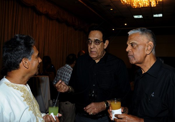 Winston Sill / Freelance Photographer
The National Council for Indian Culture in Jamaica host Cocktail Reception in honour of Vishu Tolan, held at Jamaica Pegasus Hotel, New Kingston on Sunday night March 3, 2013. Here are Lyle Nathan-Sharma (Left); Justice --M.----- Dukeran??? (centre); and Seraj Lakasingh?? (right).