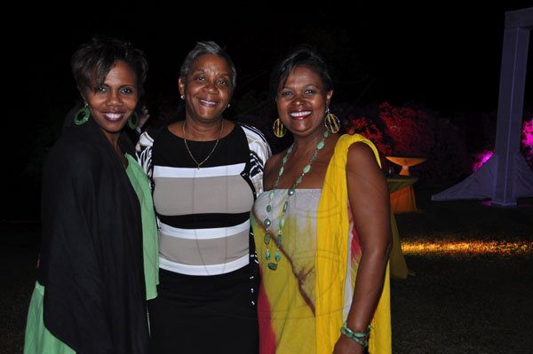 Janet Silvera Photo
 
From L- Nirvana Spa's Gaudia Chevannes-Aquart, president of the SBAJ Meredith Derby and Dynamic Event Services, Dollis Campbell at the final night function of the Jamaica Investment Forum at the Rose Hall Great House last Thursday night in Montego Bay.