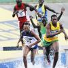 Ricardo Makyn/Staff Photographer
Roshawn Johnson of St Jago High School  leading the field to win heat 2 of the Boys' Open 2000 Steeple Chase at the National Stadium at Boys and Girls Champs 2012