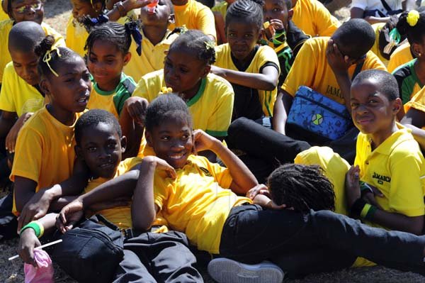 Norman Grindley / Chief Photographer
Students from St. Aloysiius primary school attend a function at the National Heroes park in Kingston, February 17, 2012.