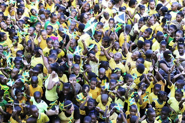 Norman Grindley / Chief Photographer
St. Aloysiius primary school students march up Duke Street as they celebrate Jamaica day in Kingston, February 17, 2012.