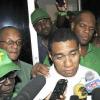 --- business social --

FACES OF THE WEEK
Gladstone Taylor / Photographer
Once again Andrew Holness is our face of the week. He is seen here facing reporters on Election night. He won back his seat but his party lost big.

----------------------------------------/





Jamaica Labour Party (JLP) Leader, outgoing Prime Minister Andrew Holness (centre) and (from right) his wife Juliet, party general secretary Aundre Franklyn, former Senator Arthur Willianms and MP designate for West Kingston Desmond McKenzie face the media at the JLP's Belmont Road headquarters last night.