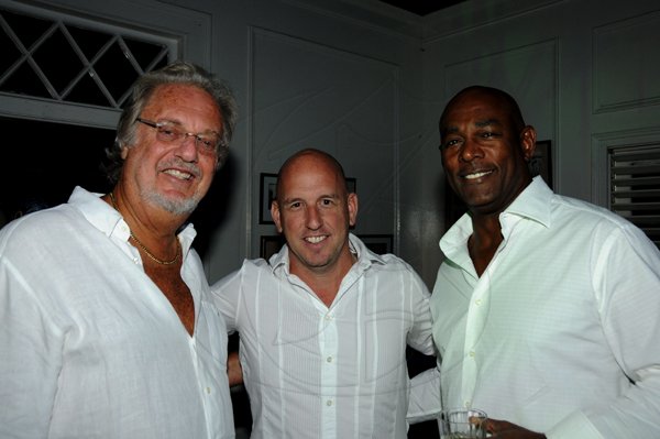 Winston Sill / Freelance Photographer
James Watson celebrates his 40th Birthday in fine style with family and friends with a party, held at Kingston Polo Club, Caymanas Estate on Saturday night November 24, 2012. Here are Lee Issa (left); Gary Matalon (centre); and Gregory Mayne (right).