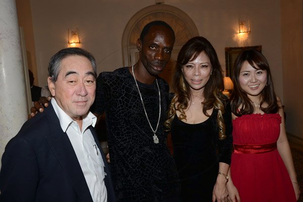 Winston Sill/Freelance Photographer
Outgoing Japanese Ambassador Yasuo Takase, his wife Sayoko Takase and daughter Yuria Takase host a Reception and Dinner for some of their close and special jamaican friends, held at Seaview Avenue on Friday night March 20, 2015. Here are Ambassador Takase (left); Ninjaman (second left); Sayoko Takase (second right); and Yuria Takase (right).