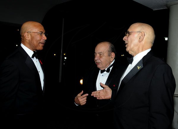 Winston Sill / Freelance Photographer
The Jamaica Chamber of Commerce (JCC) Civic Affairs Committee annual Grand Charity Ball, held at the Jamaica Pegasus Hotel, New Kingston on Saturday night November 3, 2012. Here are Governor General Sir Patrick Allen (left); Francis Kennedy (centre); and Sameer Younis (right).