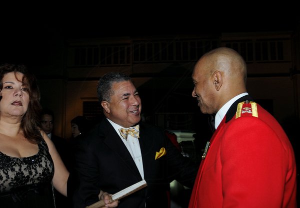 Winston Sill / Freelance Photographer
Major General Antony Anderson, Chief of Defence Staff host Cocktail Party,held at the Flagstall Officers' Mess, Up Park Camp on Saturday night December 1, 2012. Here are Dr. Jose Tomas Ares German (centre), Ambassador, Dominican Republic; and Major Gen. Anderson (right).