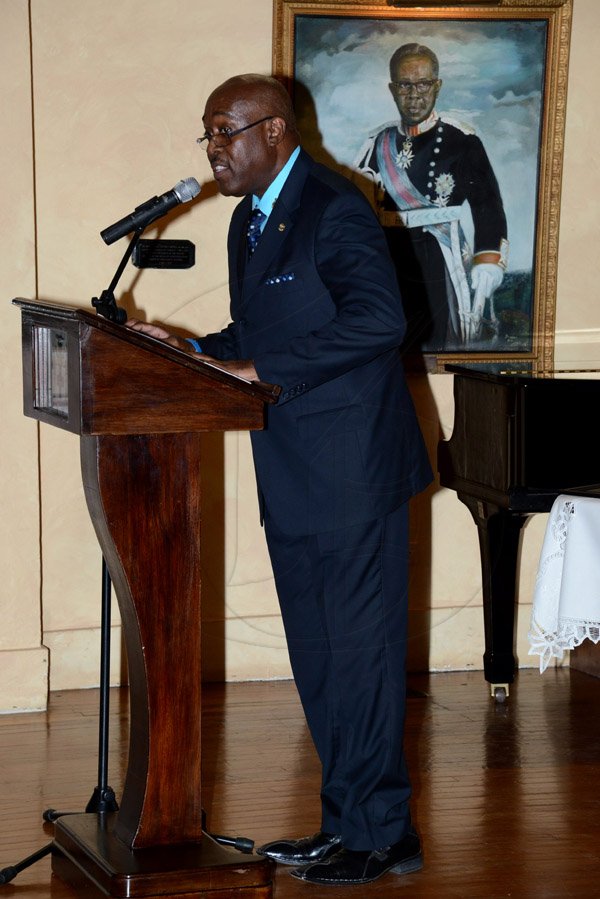 Winston Sill/Freelance Photographer
The Jamaica Institute of Management (JIM) Limited presents the JIM  2013 Manager of the Year Award Ceremony, held at King's House on Thursday evening May 29, 2014. Here is guest speaker Ian Forbes, Managing Director, Sherwin Williams (West Indies) Limited.