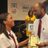 Jermaine Barnaby/Photographer
Earl Jarrett, General Manager of JNBS hands over the JN Foundation Resolution Project general managers award to Jodi Morgan at the Awards Ceremony at the Olympia Gallery- 202 Old Hope Road on Tuesday, July 15, 2014.
