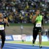 Ricardo Makyn/Staff Photographer
Jamaica's Yohan Blake (centre) races alongside countryman Michael Frater (left) and American Darvis Patton, on his way to a wind-aided 9-80 seconds victory in the men's 100 metres at the JN Jamaica International Invitational, at the National Stadium on Saturday night. 


 7.5.2011