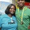 Ian Allen/Staff Photographer
Junior Athlete Michael Ohara and his mother Kereen Williams upon his arrival at the Norman Manley Airport from the 
World Youth Cahampionships in Ukraine.