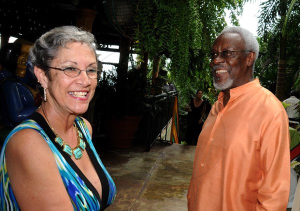 Winston Sill/Freelance Photographer
Kenny Benjamin host Brunch in honour of his OJ Award, held at Montgomery Road, Stony Hill on Monday October 21, 2013. Here are Sonja Sutherland (left); and former Prime Minister PJ Patterson (right).