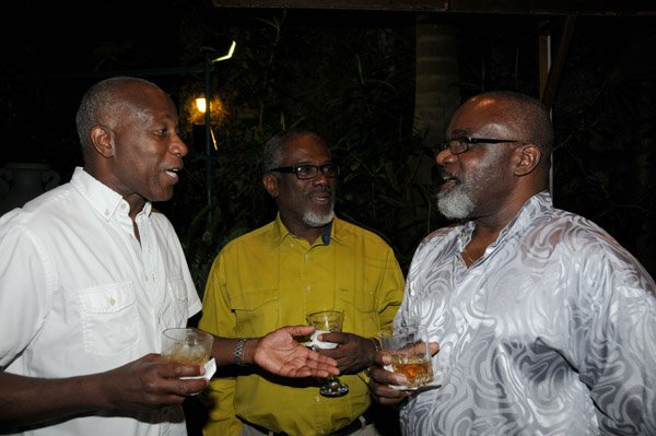 Winston Sill/Freelance Photographer
Guardsman Group Chairman Kenny Benjamin 60th Birthday  and  Appreciation Party with Family and a host of Friends,  held at Montgomery Road, Stony Hill on Saturday night July 13, 2013. Here are Harold Brady (left); Patrick Bailey (centre); and Carl Bliss (right).