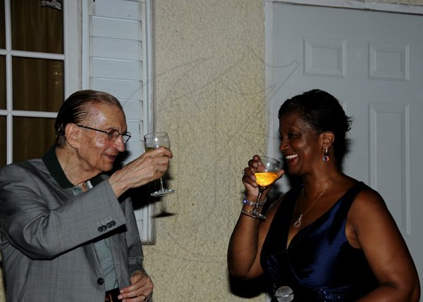 Winston Sill / Freelance Photographer
Prudence Kidd-Deans celebrates her 60th Birthday Party with Family and Friends, held at Churchill Avenue on Saturday night October 13, 2012. Here are Eddie Seaga (left);  and Prudence Kidd-Deans (right).