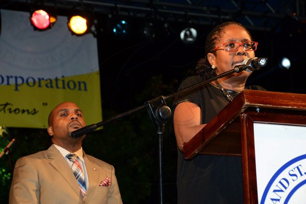 Winston Sill/Freelance Photographer
Kingston and St. Andrew Corporation (KSAC) Christmas Tree Lighting Ceremony and Concert, held at St. William Grant Park, Downtown, Kingston on Wednesday night December 3, 2014. Here are Robert Hill (left), Town Clerk; and Mayor Angela Brown-Burke (right).