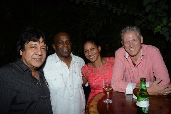 Winston Sill/Freelance Photographer
 Dr. Kurdell Espinosa celebrates her Birthday with Family and Friends, held at Hope Zoo, Hope Gardens, Old Hope Road on Friday night November 14, 2014. Here are Kenny Benjamin (left); Greg Christie (second left); Dr. Espinosa (second right); and Mark Shields (right).