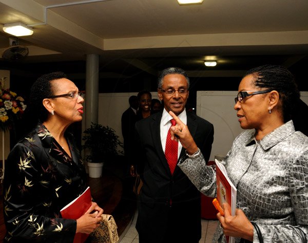 Winston Sill/Freelance Photographer
The Council of Legal Education, Norman Manley Law School ceremony for The Presentation of Graduates, held at UWI, Mona Campus on Saturday night September 28, 2013. HEre are Se. Hon. Allyson Maynard Gibson (left); Patrick Atkinson (centre); and Jacqueline Samuels-Brown (right).