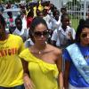 Rudolph Brown/Photographer
Former Miss Jamaica World,  Yendi Phillipps (centre) and Miss Jamaica World 2011 Danielle Crosskill, (right) March and Rally for child's rights, awareness and protection in Jamaica from Bustamante Hospital to Emancipation Park on Tuesday, May 1-2012