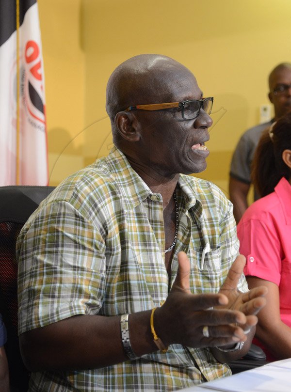 Gladstone Taylor/ PhotographerMinister of Local Government Desmond McKenzie addresses the media on statistics on hurricane shelters across the island among other issues at the Press Conference held at the Office of Disaster Preparedness and Emergency Management Regarding Hurricane Matthew on Monday afternoon october 3, 2016