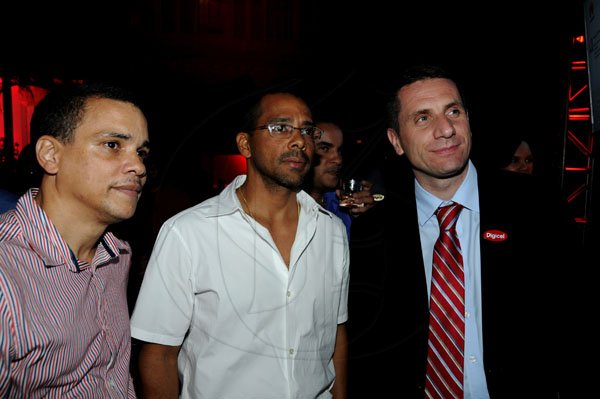 Winston Sill / Freelance Photographer
Digicel and Huawei presents the launch of the new Huawei Media Pad, held at Devon House, Hope Road on Monday night November 12, 2012. Here are Andrew Pairman (left); Stephen Shirley (centre); and Jason Carrigan (right).