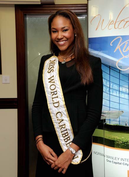 Winston Sill/Freelance Photographer
Miss Jamaica World 2013 and Miss World Caribbean Gina Hargitay return from Miss World Contest, at Norman Manley International Airport on Monday October 14, 2013. Here is Gina Hargitay.