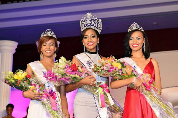 Janet Silvera
Miss Jamaica World 2014, Laurie-Ann Chin (centre), flanked by 1st runner up, Shellianne Young (left) and Kimberly Webb, 2nd runner up at the grand coronation at the Montego Bay Convention Centre on Saturday night.