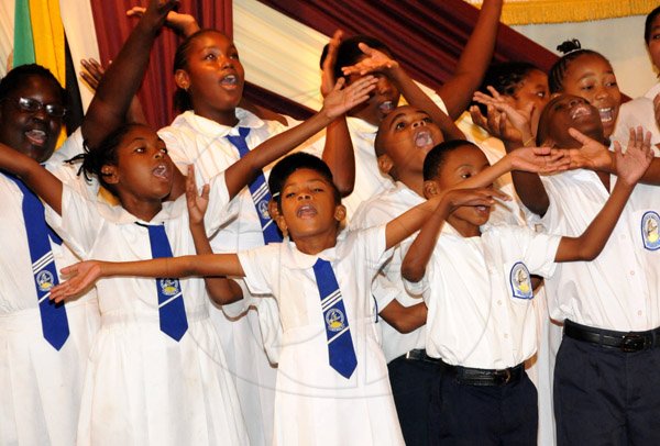 Winston Sill/Freelance Photographer
The Institute of Jamaica (IOJ) presents the Musgrave Medals Award Ceremony, held at The Institute's Complex, East Street, Kingston on Wednesday October 16, 2013. Here are students of Hydel Group of Schools performing "The Marcus Garvey ABC's".