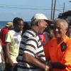 Adrian Frater/Reporter
Election Day
Member of Parliament Dr. DK Duncan (centre) greets a party worker at the Sandy Bay Primary and Junior High School in the Eastern Hanover constituency yesterday. Dr. Duncan, the incumbent Member of Parliament, was challenged for the seat by Paul Kerr-Jarrett.