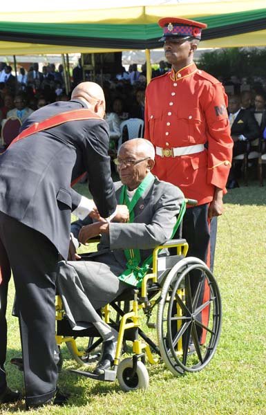 Jermaine Barnaby/Photographer

Reverend Ashley Smith was awarded membership in the Order of Jamaica for exceptional service to theology and education at the National Honours and Awards Ceremony