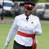 Lionel Rookwood/PhotographerWoman Inspector Allison Grant-Johnson walks back after being presented the Badge of Honour for Gallantry at the Presentation of National Honours and Awards held at King's House on October 15th,2018.