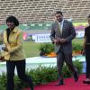 Ricardo Makyn/Staff Photographer
Prime Minister the Most Honourable Portia Simpson Miller with Opposition Leader the Hon Andre Holness and The Hon Lisa Hanna Minister of Youth and Culture at the openning ceremony for the Supreme Ventures JAAA National Senior Championship at the National Stadium  on Friday 29.6.2012