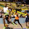 Usain Bolt winning heat one in the mens quarter finals