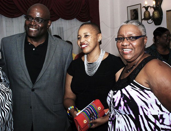 Colin Hamilton/Freelance Photographer
Team Reception for the Sunshine Series 2012 at the Hotel Four Seasons on June 13, 2012.
From left, President of Supreme Ventures Brian George, SA High Commissioner Mathu Joyini and President of the Jamaica Netball Association Marva Bernard.