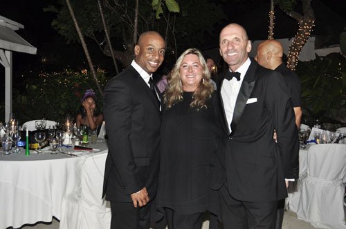 Janet Silvera Photo
 
Stylemaker Vanessa Noel of Vanessa Noel Shoes flanked by Round Hill Hotel and Villas' general manager, Omar Robinson (left) and the resort's managing director, Josef Fortsmayr on New Year's Eve.






*************************************************** last Saturday night.