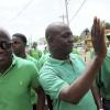 Norman Grindley / Chief Photographer
Jamaica Labour party (JLP) candidates Dwayne Smith, (left) Audley Gordon, (centre) and vernon McLoud, heading to the Pembroke Hall nomination centre in St. Andrew yesterday.