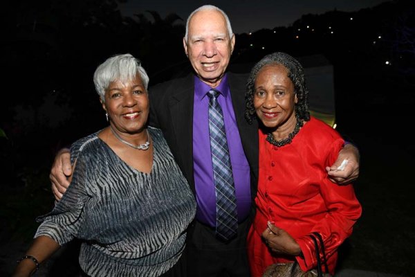 Rudolph Brown/ PhotographerAudley Hewett and his wife Shelly, (left) pose with Mearle Barrett at  Norma Cohen  80th birthday party with family and friends at Orange Crescent in St. Andrew on Saturday January 19, 2019