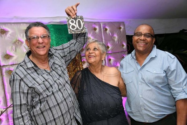 Rudolph Brown/ PhotographerNorma Cohen celebrate her 80th birthday party with borthers Wycliffe Cohen, (left) and Tony Cohen at Orange Crescent in St. Andrew on Saturday January 19, 2019