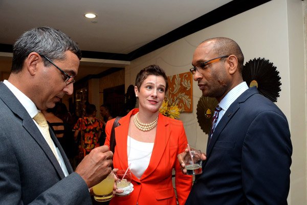 Winston Sill/Freelance Photographer
The Press Association of Jamaica (PAJ) annual National Journaism Awaeds Banquet, held at the Jamaica Pegasus Hotel, New Kingston on Friday night November 28, 2014. Here are the Scotiabank trio of Craig Mair (left); Debra Lopez Spence (centre); and Lissant Mitchell.