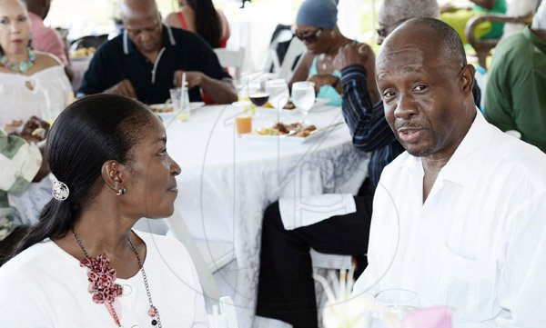 Ricardo Makyn/Staff Photographer 
Immediate past president of the Press Association of Jamaica Byron Buckley shares time with  Public Relations Manager at Digicel Jacqueline Burrell.

_____________

Brunch  on Sunday 24.11.2013