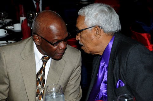 Winston Sill / Freelance Photographer
The Press Association of Jamaica (PAJ) presents the National Journalism Awards Banquet, held at the Jamaica Pegasus Hotel, New Kingston on Friday night December 2, 2011. Here are Dr. Canute James (left); and Franklyn St. Juste (right)