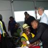 Norman Grindley/Chief Photographer
The Jamaica paralympic Association team arrives at the Norman international airport in Kingston yesterday.