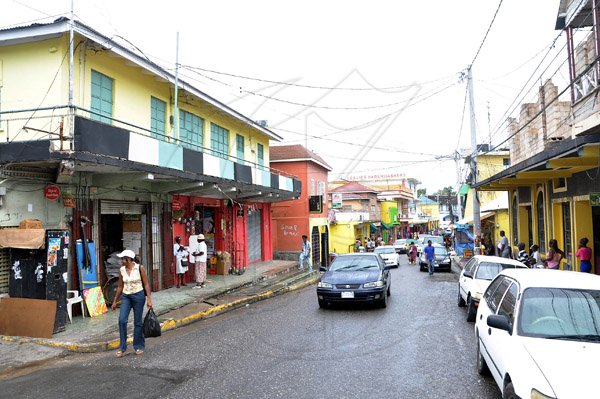 Jermaine Barnaby/Photographer
A view of Main Street, St Ann's bay during a tour of parish capital, St Ann's Bay on Saturday March 21, 2014.
