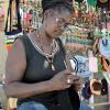 Ian Allen/Staff Photographer
Linda Cunningham a Craft Vendor in Sav-la-mar who makes jewellery from coconut shells, makes Tams, Bead Chains, Dolls, Bags, Shakers and Knitted Swimwears.