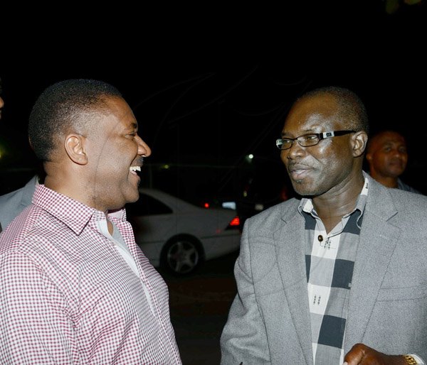 Winston Sill/Freelance Photographer
Minister Phillip Paulwell Birthday Party, held at Fort Charles, Port Royal on Saturday night January 11, 2014. Here are Paulwell (left); and Everald?? Warmington (right).