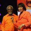 Rudolph Brown/Photographer
Former Prime Minister P. J. Patterson greets Pime Minister Portia Simpson Miller at the PNP's 74th Annual Conference 2012 at National Arena in Kingston on Sunday, September 16-2012
