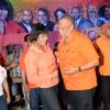 Jermaine Barnaby/Photographer
Prime Minister Portia Simpson Miller and Peter Phillips dancing together at the PNP rally in Black River, St. Elizabeth on Sunday November 22, 2015.