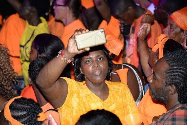 Jermaine Barnaby/Photographer
Supporters at the PNP rally in Black River, St. Elizabeth on Sunday November 22, 2015.
