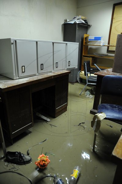 Ricardo Makyn/Staff Photographer
The Police Station in   Port Maria St Mary after the flood waters had receded