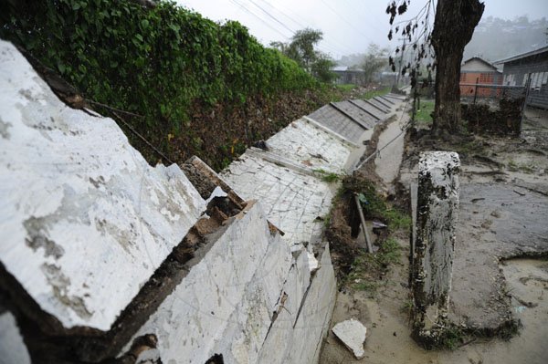 Ricardo Makyn/Staff Photographer
A collapsed wall at the  Port Maria Primary School Port Maria St Mary